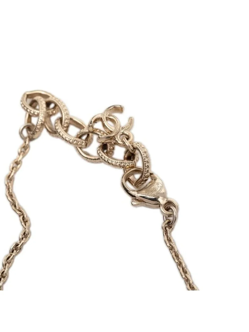 Chanel CC Logo Chain Pendant 21 Gold Black Plated Rhinestone